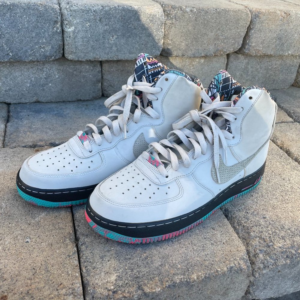 Nike Air - Air Force 1 Men's US Size 9.5 White High Pure Platinum Multicolor